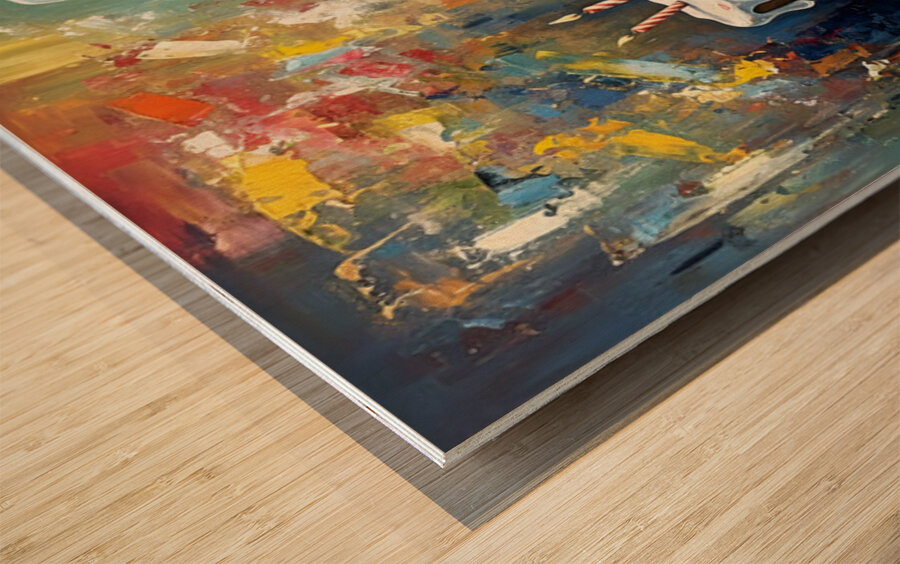 Tired Border Collie Puppy Chef Rests After Cooking Fun Wood print