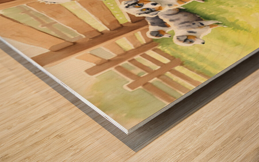 Content Australian Shepherd Puppy Enjoys Peaceful Moment Wood print