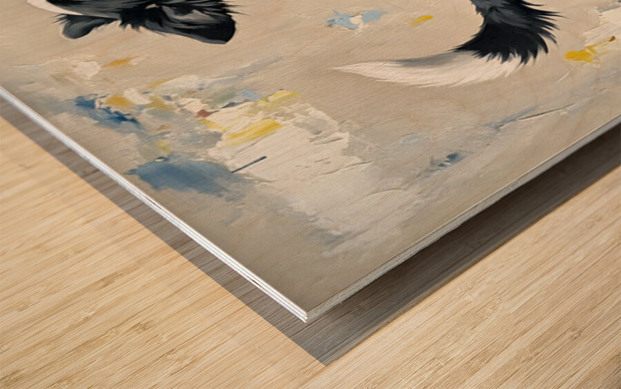 Border Collie Puppys Joyful Garden Victory Dance Wood print