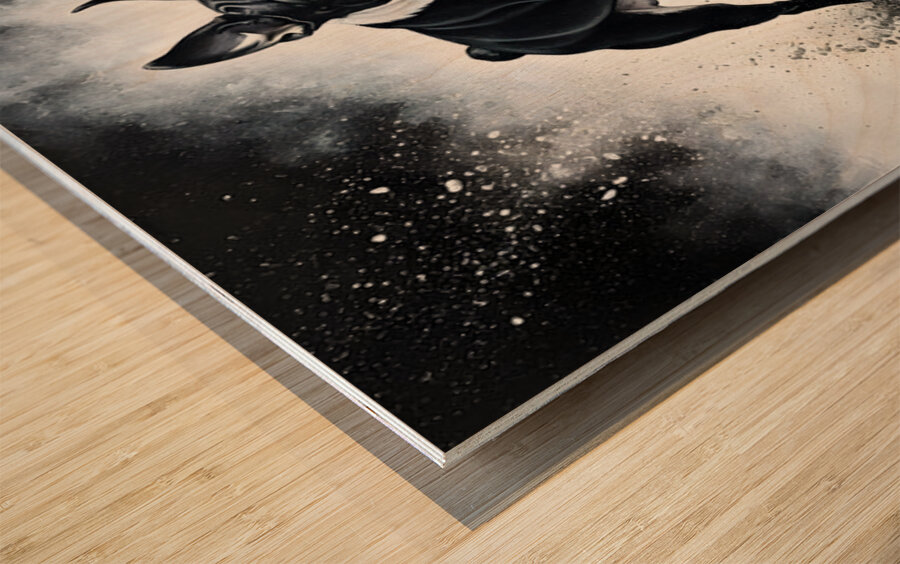 Boston Terrier Puppy Discovers Amazing Sand Castle Wood print