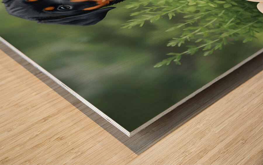 Determined Rottweiler Puppy Ready To Resume Reading Wood print