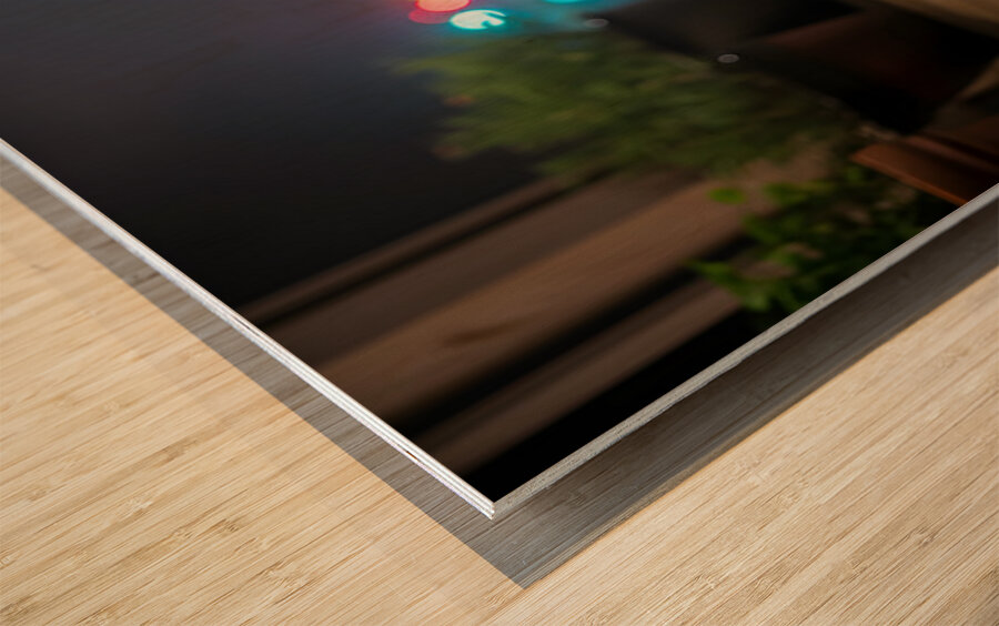 Bulldog Puppy Watches First Fireworks Display Wood print