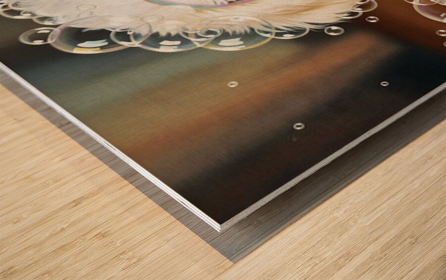 Happy Poodle Puppy After Bubble Adventure Wood print