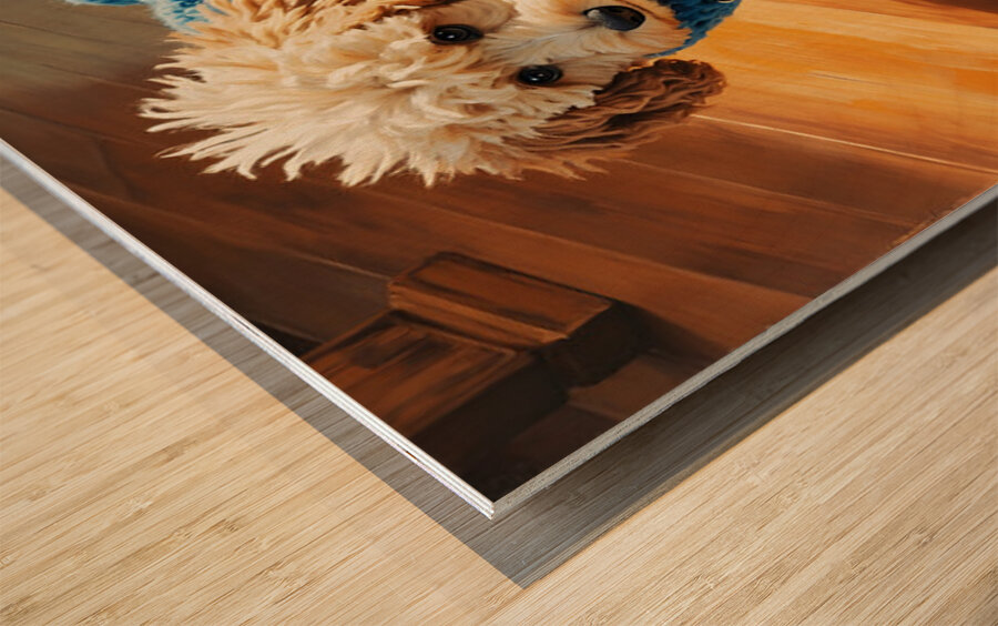 Poodle Puppy Finally Free From Sweater Wood print