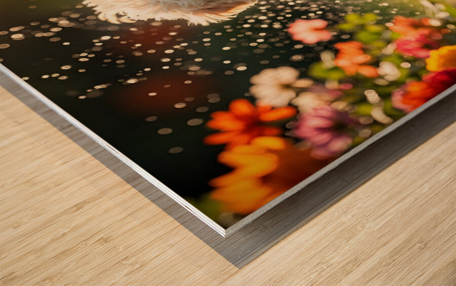 Tired Poodle Puppy Rests After Sprinkler Fun Wood print