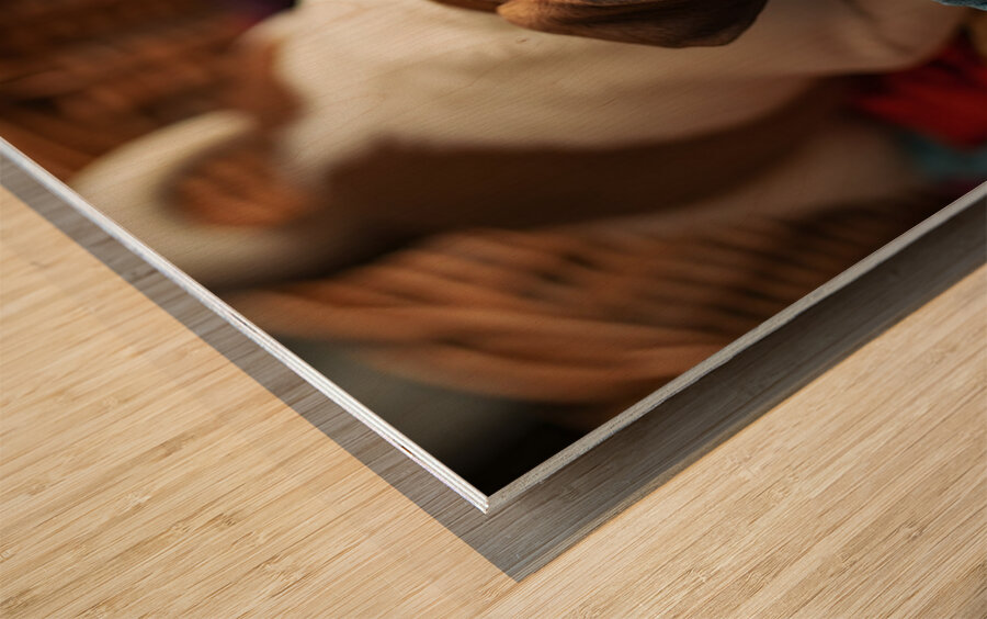 Bulldog Puppy Discovers The Laundry Basket Wood print