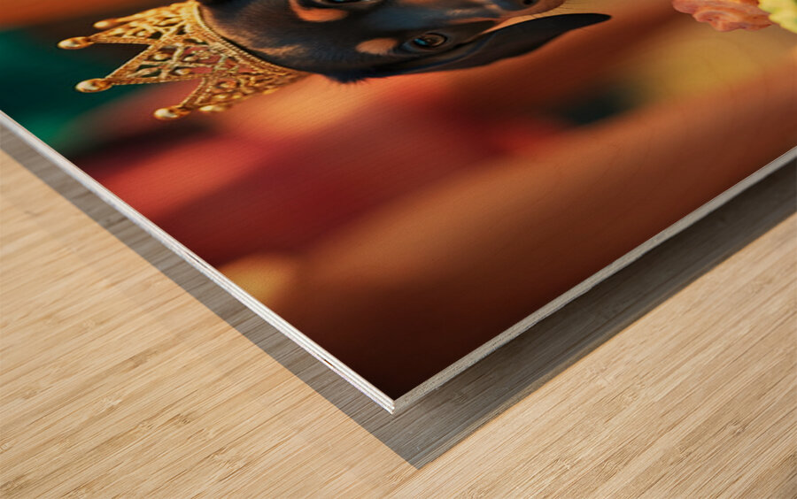 Tired Birthday Puppy Rests After Party Fun Wood print