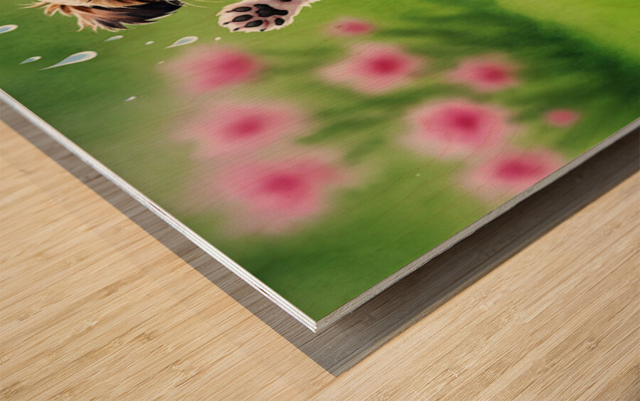 Shih Tzu Puppy Discovers Falling Raindrops In Garden Wood print