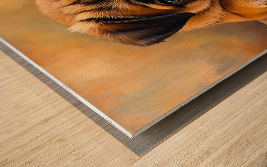 Pug Puppy Discovers The Amazing Moving Picture Box Wood print