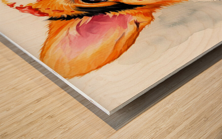 Satisfied Corgi Puppy After Spaghetti Meal Wood print