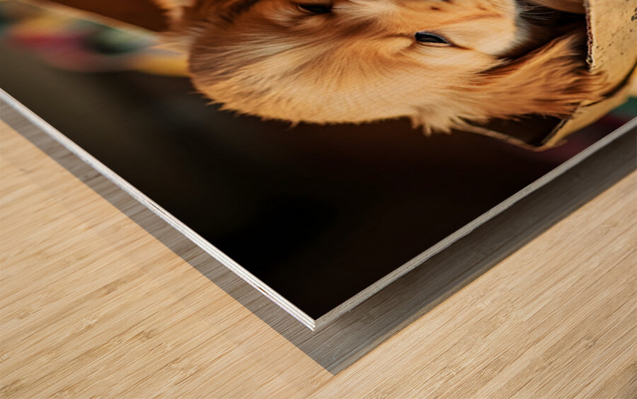 Golden Retriever Puppy Ready To Leave Box Fort Wood print