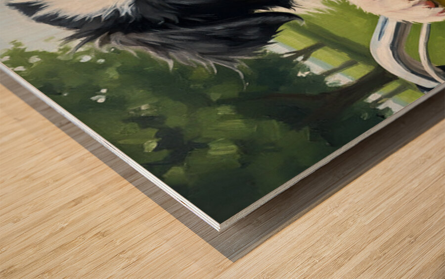 Border Collie Puppys First Bicycle Basket Adventure Begins Wood print