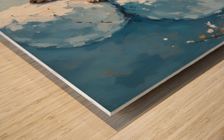 Yorkshire Terrier Puppy Discovers Winter Snowman Wood print