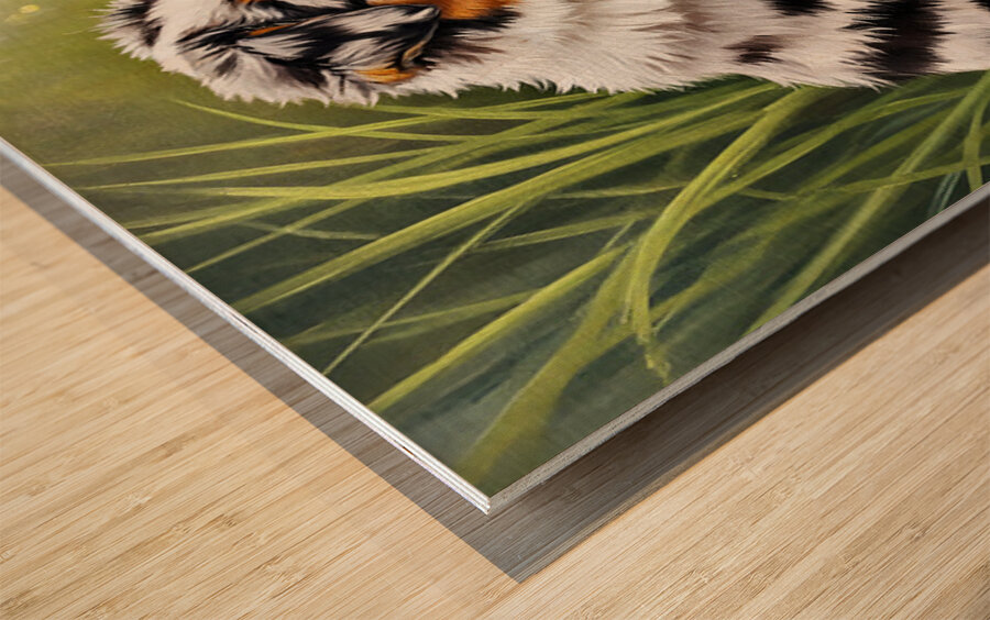 Puppy And Frog Become Peaceful Pond Friends Wood print