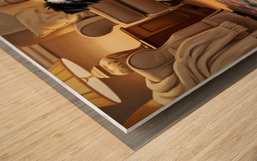 Vigilant Puppy Guards Hidden Toy Location Wood print