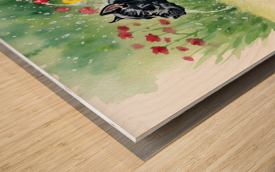 Content Cane Corso Puppy Rests After Rain Play Wood print