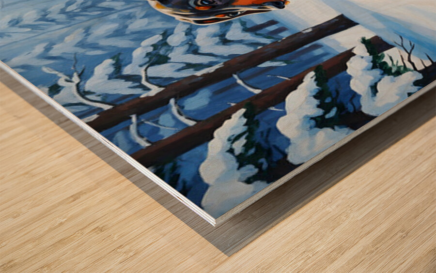 Dachshund Puppy Discovers Winter Snow In Red Sweater Wood print