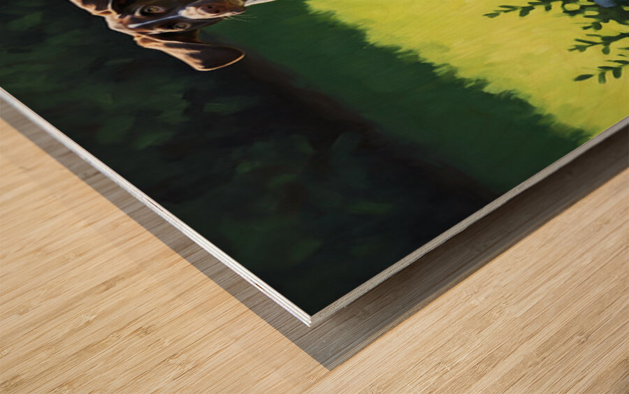 Tired Puppy Rests After Shadow Adventure Wood print