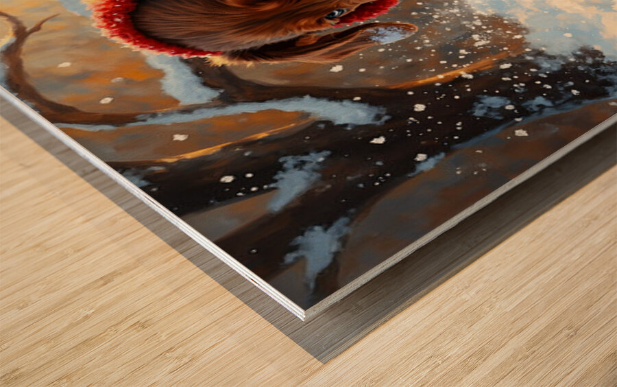 Dachshund Puppys First Snowy Adventure With Earmuffs Wood print