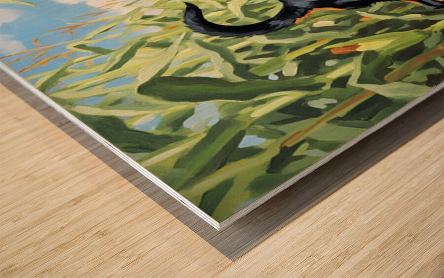 Rottweiler Puppy Discovers The Corn Maze Adventure Wood print