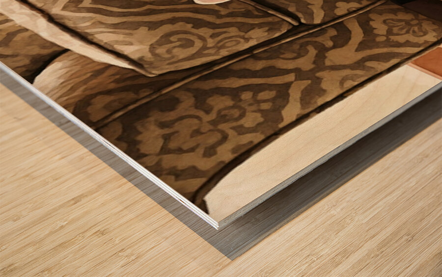 French Bulldog Puppy Finds Perfect Hiding Spot Wood print