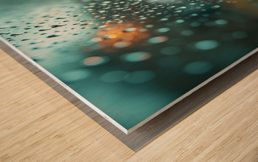 Pug Puppy Watches First Rainstorm From Car Window Wood print