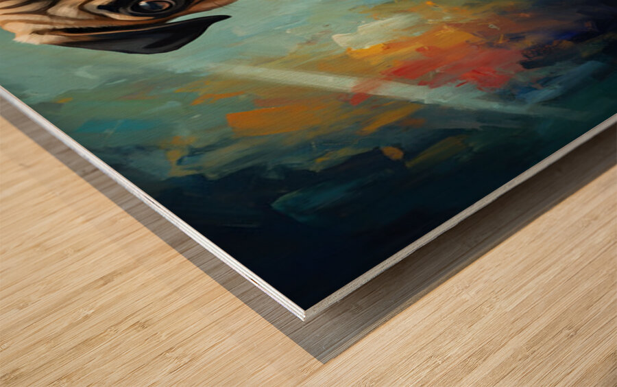 Contented Pug Puppy Enjoys Aromatic Discovery Wood print