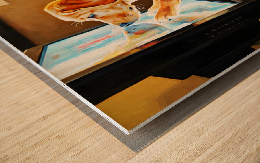 Labrador Puppy Discovers The Magic Television Screen Wood print