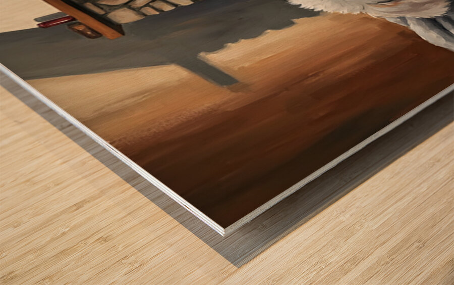 Bichon Frise Puppy Dreams By The Fireplace Wood print