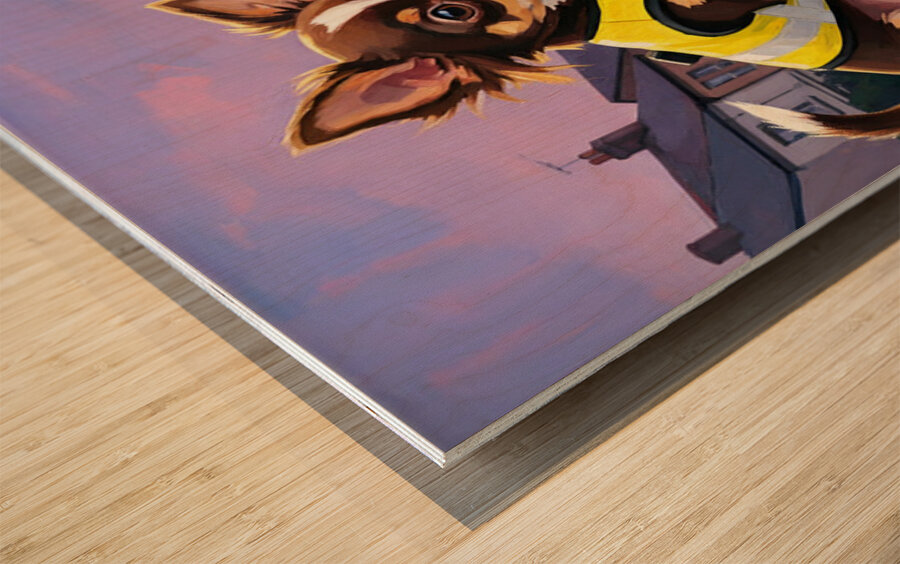 Tired Chihuahua Puppy Rests Under Evening Stars Wood print