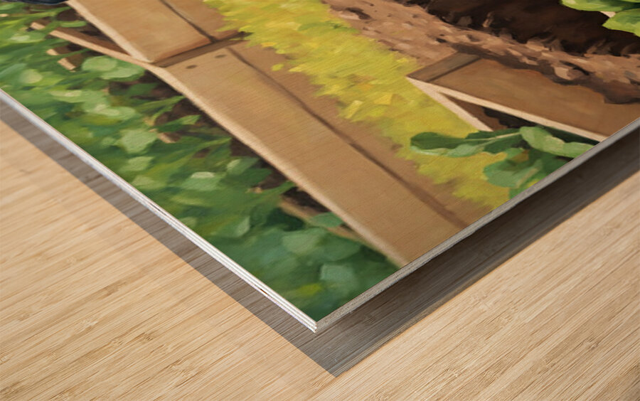 Guilty Border Collie Puppy Realizes Garden Mess Wood print