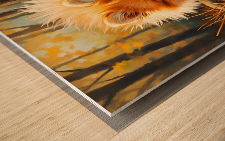 Pomeranian Puppy Discovers Pinecone In Forest Wood print