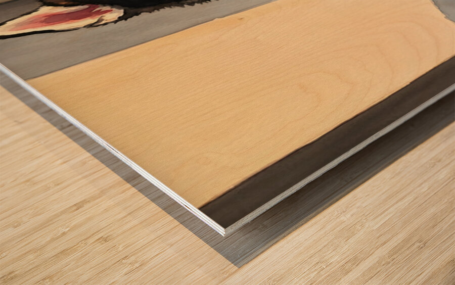 Sleepy Husky Puppy Naps On Cozy Windowsill Wood print