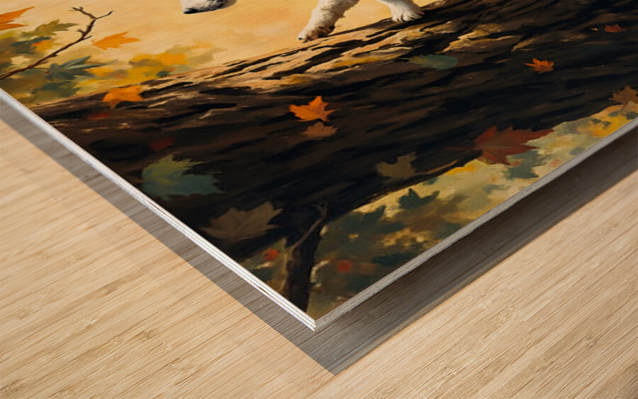 Border Collie Puppy Dreams Of Bird Feeder Adventure   Wood print