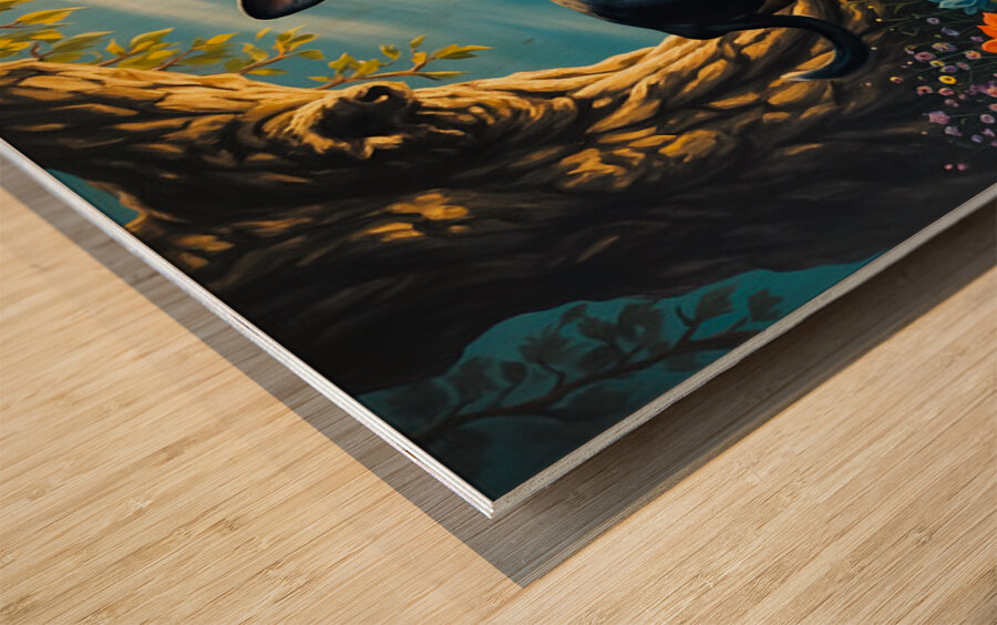 Sleepy Boston Terrier Puppy Rests After Shadow Adventure Wood print