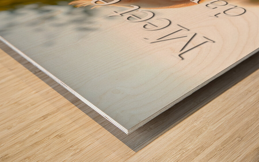 Puppy Curiosity: Golden Retriever Explores Morning Flowers Wood print